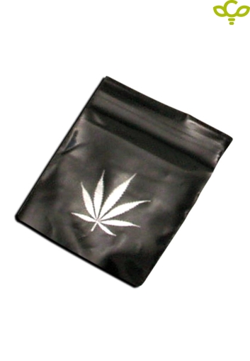 Clear Zip Bags  strong black hemp leaf - 100 pcs