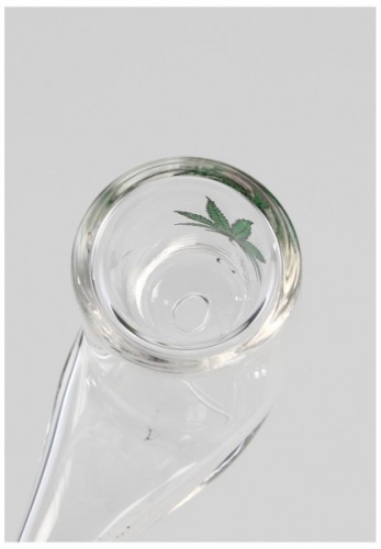 Classic Glass Pipe transparent hemp leaf straight