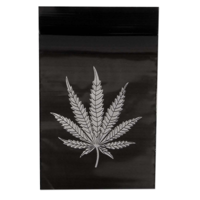 Clear Zip Bags strong black hemp leaf 