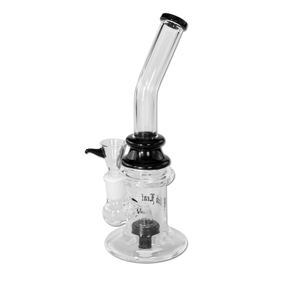 Black Leaf Bubbler with Drum Perco black/white - Стаклен Бонг