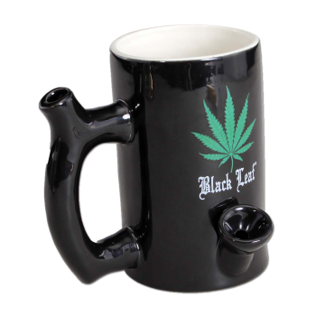 Black Leaf Ceramic Mug Bong Wake+Bake - Бонг