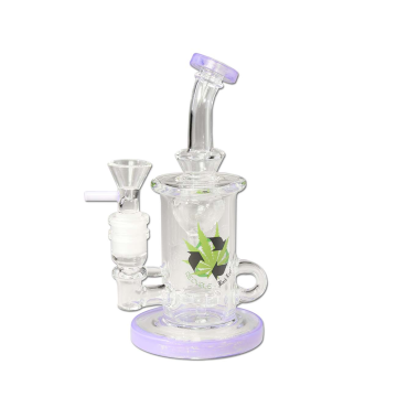 Black Leaf Recycle Bubbler Funnel Percolator - Стаклен Бонг