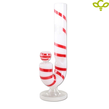  Black Leaf Ice CANDY CANE Glass Bong with Ice Chamber