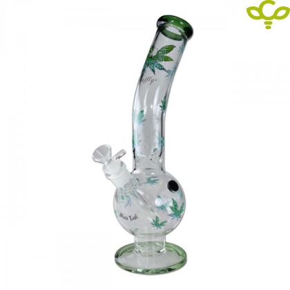 Black Leaf Icebong bent LEAFFLY Glass Bong with Ice Chamber