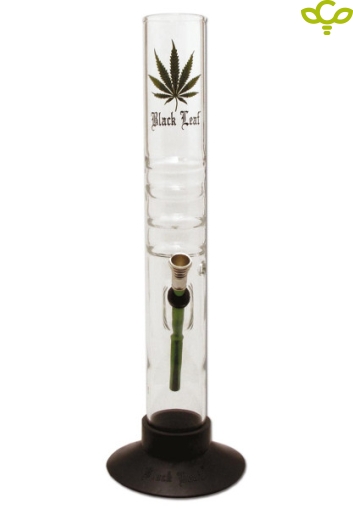 Black Leaf Cylinder Glass Bong 