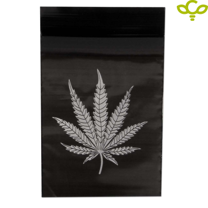 Clear Zip Bags strong black hemp leaf - Кеса 1 бр 