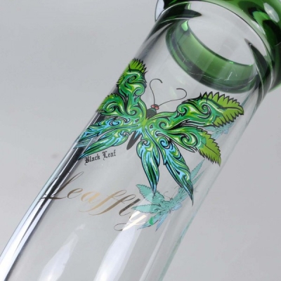 Black Leaf Icebong bent LEAFFLY Glass Bong with Ice Chamber