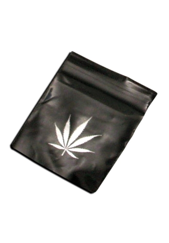 Clear Zip Bags  strong black hemp leaf - 100 pcs